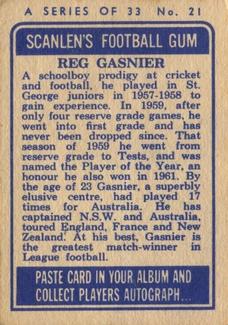 1964 Scanlens NRL #21 Reg Gasnier Back